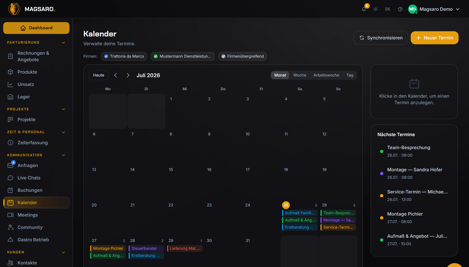Cockpit · Kalender
